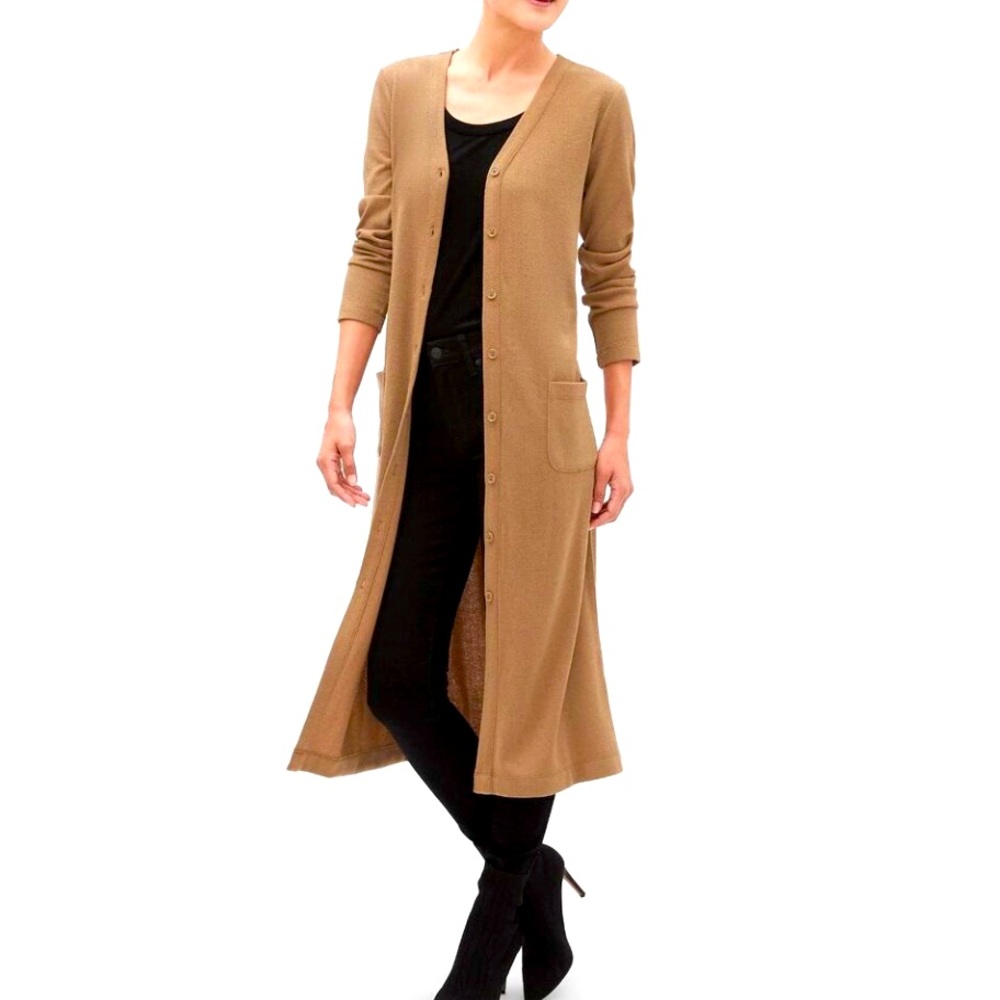 NWOT***Banana Republic Factory Button Down Knit Duster In Camel Size S